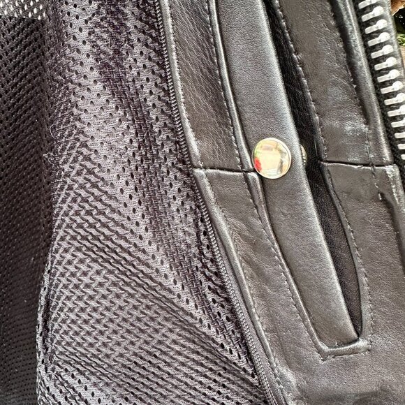 VINTAGE/RETRO BIKER JACKET BLACK/ORANGE ITALIAN LEATHER - HARD TO FIND - Picture 7 of 15